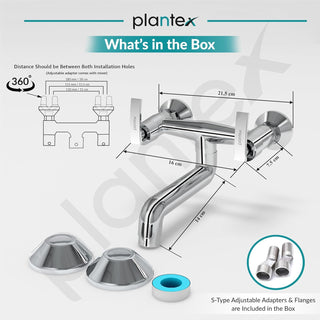 Plantex Pure Brass Non Telephonic Wall Mixer with Water Saving Nozzle/Hot and Cold Water Tap with Brass Wall Flange and Teflon Tape-7 Year Warranty (COL-1016-Chrome)