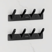 Plantex Wall Hooks for Hanging Cloth/Stainless Steel Towel Hangers/Bathroom Robe Hooks/Door Hangers/Square Wall Hook/Hook Rail for Hanging Keys - 4 Hooks (Pack of 2, PVD Black)