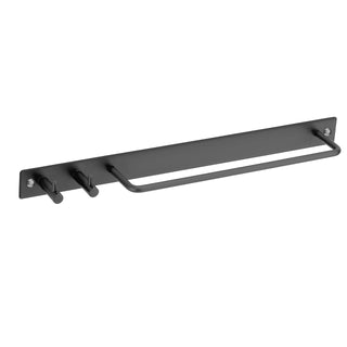 Plantex Stainless Steel Towel Hanger with Hooks/Towel Holder for Bathroom/Towel Rod/Bathroom Accessories (Matt Black)