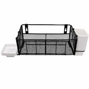 Plantex 4in1 Bathroom Shelf for Wall/Self-Adhesive Shelf with Hook/Multifunctional Rack with Tumbler Holder/Soap Dish/Bathroom Accessories - (16 x 5inch, Black)