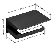 Plantex Space Aluminium Toilet Paper Holder with Mobile Stand/Tissue Paper Roll Holder/Toilet Roll Holder for Bathroom Accessories (Black)