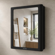 Plantex Bathroom Cabinet with Mirror/ABS Bathroom Storage Organiser/Multipurpose Bathroom Shelf/Wall Mount Mirror Cabinet for Wash Basin (14x18 Inch, Black)