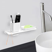 Plantex 2in1 Soap Dish/5mm Acrylic and ABS Plastic Soap Dish for Wall Mount/Soap Stands with Tumbler Holder/Bathroom Accessories - (White)