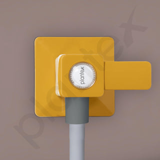 Plantex PTMT EDS-124 Single Way Angle Valve with Wall Flange & Teflon Tape for Bathroom/Angular Stop Cock (Yellow & White)