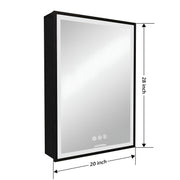 Plantex Aluminium Framed LED Mirror with Storage/Cabinet/Heavy-Duty Steel Body Bathroom Cupboard for Wall with Defogger and Bluetooth- 20x28 Inch, Black