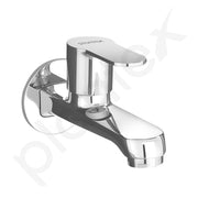 Plantex Pure Brass Bib Cock Water Tap for Bathroom with Water Saving Aerator/Wall Mount Tap for Wash Basin with Teflon Tape & Wall Flange (Chrome)