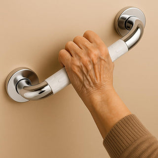 Plantex Non-Slip Toilet Support for Elderly People/304 Grade Stainless Steel Balance Support Grab Bar for Bathroom - Pack of 1 (Chrome & White)