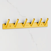 Plantex Wall Hooks for Hanging Cloth/Stainless Steel Towel Hangers/Bathroom Robe Hooks/Door Hangers/Square Wall Hook/Hook Rail for Hanging Keys - 6 Hooks (Pack of 1, PVD Gold)