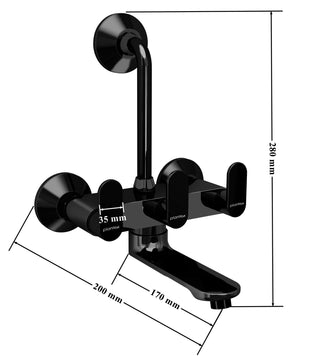 Plantex Brass Wall Mixer for Bathroom with L-Bend Connector for Shower/Mixer Tap/Mixer for Bathroom with 7-Year Manufacturer's Warranty-(Orn-218- Pvd Black)