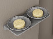 Plantex Dual Soap Holder for Bathroom/Acrylic Double Round Soap Dish/Stand/Bar/Soap Case/Bathroom Accessories - Pack of 1 (VIG-122, Grey)