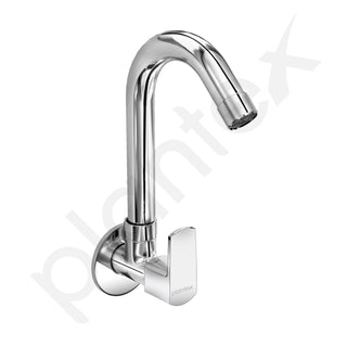 Plantex Single Lever Kitchen Sink Tap with Water Saving Aerator and Brass Spindle Tap/Quarter Turn Sink tap for Kitchen Basin with Wall Flange and Teflon Tape (Saga-Chrome)