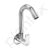 Plantex Single Lever Kitchen Sink Tap with Water Saving Aerator and Brass Spindle Tap/Quarter Turn Sink tap for Kitchen Basin with Wall Flange and Teflon Tape (Saga-Chrome)