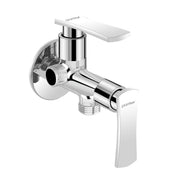 Plantex Pure Brass 2 way angle valve/Angle Cock for Bathroom with Wall Flange and Teflon Tap - Pack of 1 (Chrome, 3520)