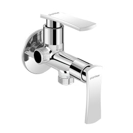 Plantex Pure Brass 2 way angle valve/Angle Cock for Bathroom with Wall Flange and Teflon Tap - Pack of 1 (Chrome, 3520)