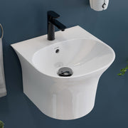 Plantex Ceramic Wash Basin/Wall Mount Half Pedestal WashBasin for Bathroom with 10 Years Glaze Warranty by Plantex/Wall Hung Basin for Home/Office/Hotels (White - 15 x 15 x 10 Inch)