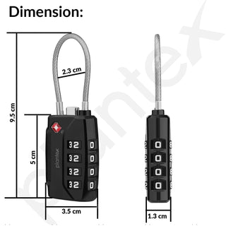 Plantex 4-Digit Combination Padlock/TSA Metal Lock with String Shackle/Number Lock for Luggage/Travel Bag/Suitcase/Backpack/Lockers - Pack of 1 (Black)