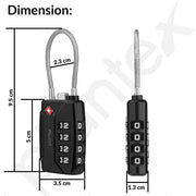 Plantex 4-Digit Combination Padlock/TSA Metal Lock with String Shackle/Number Lock for Luggage/Travel Bag/Suitcase/Backpack/Lockers - Pack of 1 (Black)