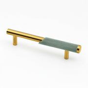 Plantex Stainless Steel & Aluminium Cabinet Handle/96mm Wardrobe Door Handle/Cupboard Pull-Push Handles for Home/Office - Pack of 1 (Green & Gold)