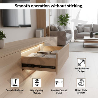 Plantex Drawer Channel/Regular Smooth Close Ball Bearing Slider Drawer Channel for Home, Kitchen & Wardrobe/Telescopic Channel for Drawer/for Wooden & Metals Drawers (16-Inch,Black) Pair