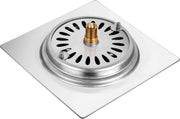 Plantex 304 Grade Stainless Steel Floor Pop Up/Push to Open Grating Floor Drainer/Wash Basin Strainer/Bathroom Drain/Jali for Bathroom and Kitchen (6x6 inches) - Chrome