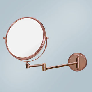 Plantex Round Brass and Stainless Steel Body Two-Sided 360° Swivel/Makeup Mirror/Shaving Mirror for Bathroom/Magnifying Mirror/Vanity Mirror for Bathroom (8 Inches/Rose Gold)