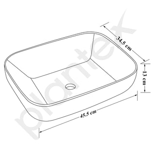 Plantex Platinum Ceramic Tabletop Rectangular Wash Basin/Washbasin for Bathroom/10 Years Glaze Warranty by Plantex/Small Wash Basin (White - 18 x 13 x 5 Inch)