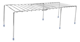Plantex Stainless Steel Multipurpose Expandable Dish Rack/Expandable Storage Shelves for Kitchen Cabinets/Plate Stand/Utensil Rack(Chrome-Silver)