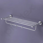 Plantex 304 Grade Stainless Steel Towel Rack with Hooks/Bathroom Towel Rod/Towel Hanger/Bathroom Accessories - Nipron (24-inch) Chrome