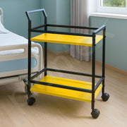 Plantex GI Steel 2 Tier Kitchen Home Storage Organizer Trolley with Wheels/Multipurpose Trolley Organizer Rolling Utility Cart for Home/Kitchen/Hospital - (Yellow & Black)