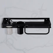 Plantex 4in1 Bathroom Shelf for Wall/Stainless Steel Multifunctional Rack for Bathroom with Tumbler Holder/Liquid Soap Dispenser/Napkin Holder/Bathroom Accessories Set (Matt Black)