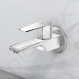 Plantex Long Body Bib Tap for Bathroom with Water Saving Aerator/Taps for Bathroom/Wall Mount Wash Basin Tap with Teflon Tape and Wall Flange (Celesiya-1242-Chrome)