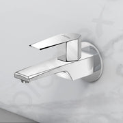 Plantex Long Body Bib Tap for Bathroom with Water Saving Aerator/Taps for Bathroom/Wall Mount Wash Basin Tap with Teflon Tape and Wall Flange (Celesiya-1242-Chrome)