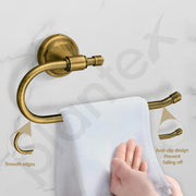 Plantex 304 Grade Stainless Steel Bathroom Accessories Set of 3 - Towel Hanger/Napking Holder/ Soap Holder for Bathroom - Niko (Brass Antique)