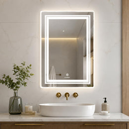 Plantex LED Mirror for Bathroom with 3 Tone/Designer Mirror for Living Room/Bedroom/Dressing Room - Rectangle Shape (18 X 24 Inch)