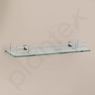 Plantex Multipurpose Transparent Glass Shelf for Bathroom/Living Room Wall Mount - Bathroom Accessories (Polished - 15x6 Inches - Pack of 1)