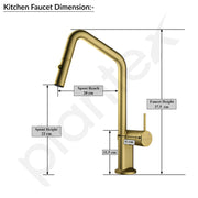 Plantex Single Lever Pull Down Kitchen Tap/Mixer Tap for Bathroom Hot and Cold/360Ãƒâ€šÃ‚Â° Swivel Spout Kitchen Sink Tap- Deck Mounted - (8991-Gold)