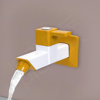 Plantex PTMT EDS-122 Single LeverPainted Bib Tap For Bathroom With Water Saving Aerator/Bib Cock For Bathroom With Plastic Wall Flange & Teflon Tape (Yellow & White)