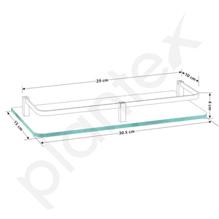 Plantex Heavy Duty Glass Shelf for Bathroom/Kitchen Storage Shelf Wall Mounted/Living Room Frosted Glass Shelf, (Brass Antique Finish - 12x6 Inches - Pack of 3)