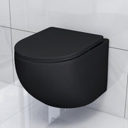 Plantex Imported Ceramic Western Commode for Toilet/Wall Hung Commode/Rimless Washdown Flush Commode with Soft Closing Toilet Seat Cover - P Trap (Matt Black)