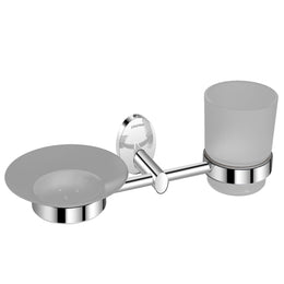 Plantex 304 Stainless Steel Oreva Silver 2 in 1 Soap and Brush Holder Stand/Wall Mounted Soap Holder/Bathroom Accessories - (Chrome)