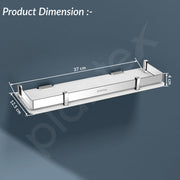 Plantex Wall Shelf for Bathroom Storage/Acrylic Washroom Shelf Organizer with Stainless Steel Railings/Bathroom Accessories (White, 15x6 inches)