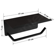 Plantex Stainless Steel Toilet Paper Holder/Toilet Paper Roll Holder for Bathroom/Tissue Roll Holder with Mobile Stand/Bathroom Accessories - (Black)