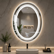 Plantex Bathroom Mirror with LED 3 Lights Tone/Designer Mirror for Living Room/Bedroom/Dressing Room - Oval Shape (18 X 24 Inch)