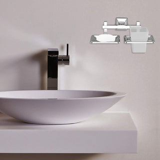 Plantex 304 Grade Stainless Steel 2in1 Soap Holder with Tumbler Holder/Bathroom Accessories - Squaro (Chrome)