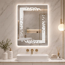Plantex LED Mirror for Wash Basin with 3 Tone/Designer Mirror for Living Room/Bedroom/Dressing Room - Rectangle Shape (18 X 24 Inch)