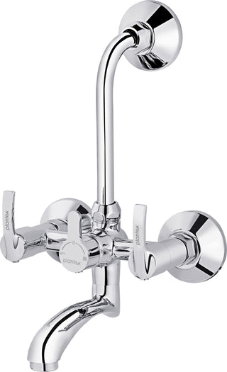 Plantex Pure Brass 2 in 1 Wall Mixer for Overhead and Telephonic Showers in the Bathroom with Brass Wall Flange & Teflon Tape/Mixer Tap for bathroom (AQ-1418-Mirror Chrome)