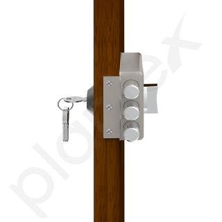 Plantex Heavy Duty Tri Bolt Lock with Key & Knob for Main Door/Suitable on Single Door for Home,Office,Hotel - Pack of 1 (Matt)