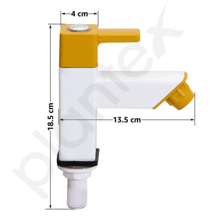 Plantex PTMT EDS-123 Single Lever Pillar Tap for Wash Basin with Water Saving Aerator/Water Tap for Bathroom Sink (Yellow & White)