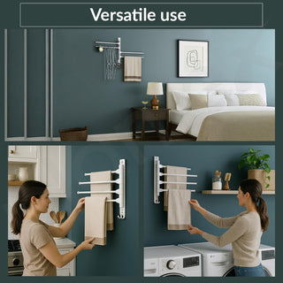 Plantex Aluminium 4-Arm Bathroom Swing Hanger Towel Rack/Holder for Bathroom/Towel Stand/Bathroom Accessories(Silver)