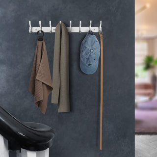 Plantex Aluminum Wall Hanger with 8 Hooks for Walls of Bathroom/Kitchen - Door Hooks for Clothes/Towel/Keys - Pack of 3 (8 Hooks, Chrome)